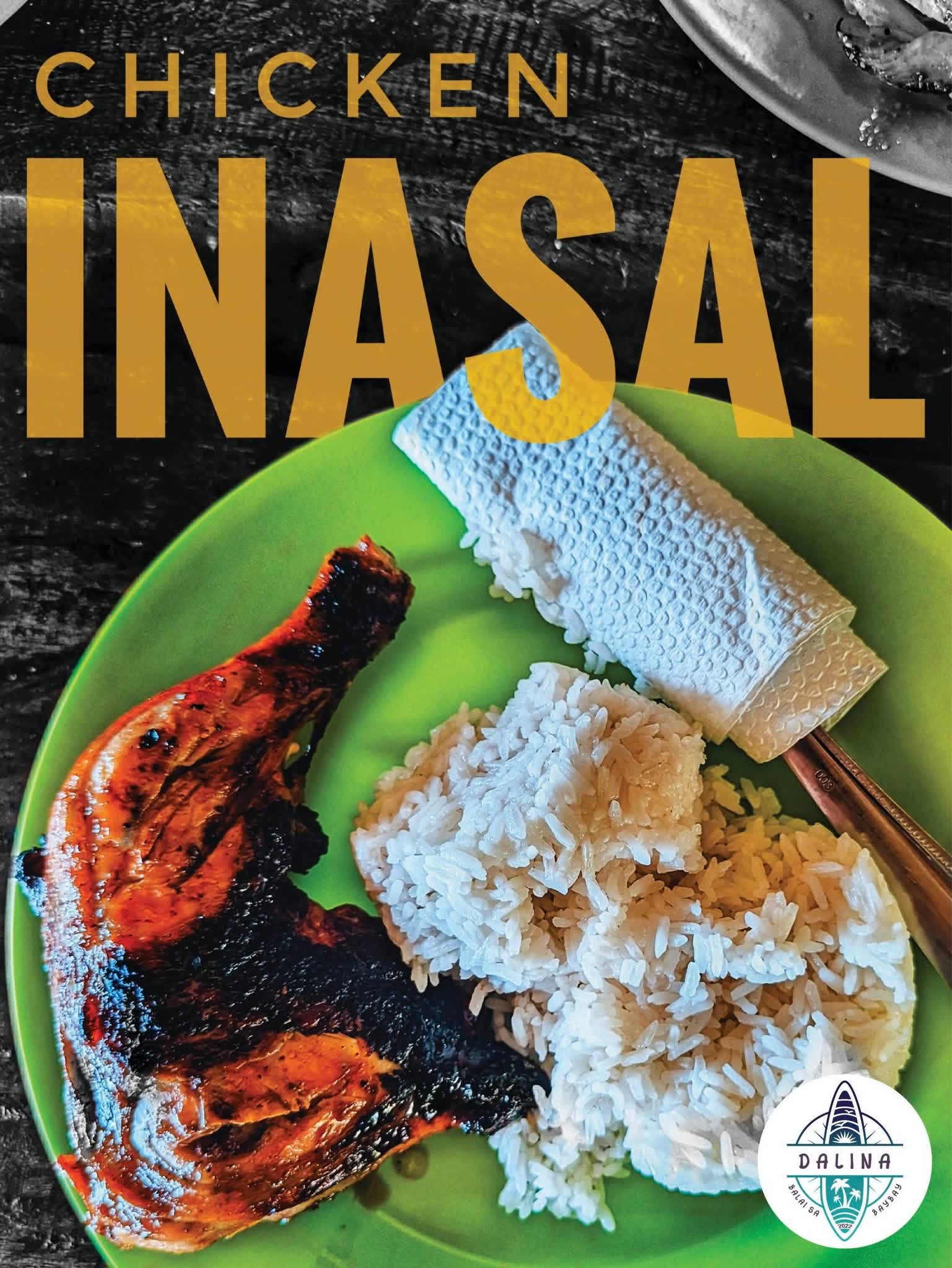 Chicken Inasal served with rice on a plate